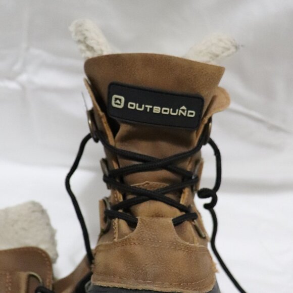 Outbound Brown Unisex Lace Up Sherpa Waterproof Outdoor Rain Winter Boots - Picture 9 of 12